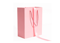 Bolsa de papel para compras de roupas íntimas românticas rosa com logotipo personalizado e alças de corda