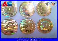 Etiquetas holográficas feitas sob encomenda da cor do ouro com número de série, selo pronto do holograma para a anti falsificação