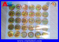 Etiquetas holográficas feitas sob encomenda da cor do ouro com número de série, selo pronto do holograma para a anti falsificação