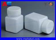 Garrafas de comprimido 50ml plásticas brancas da farmácia do ANIMAL DE ESTIMAÇÃO com forma do quadrado do tampão de parafuso