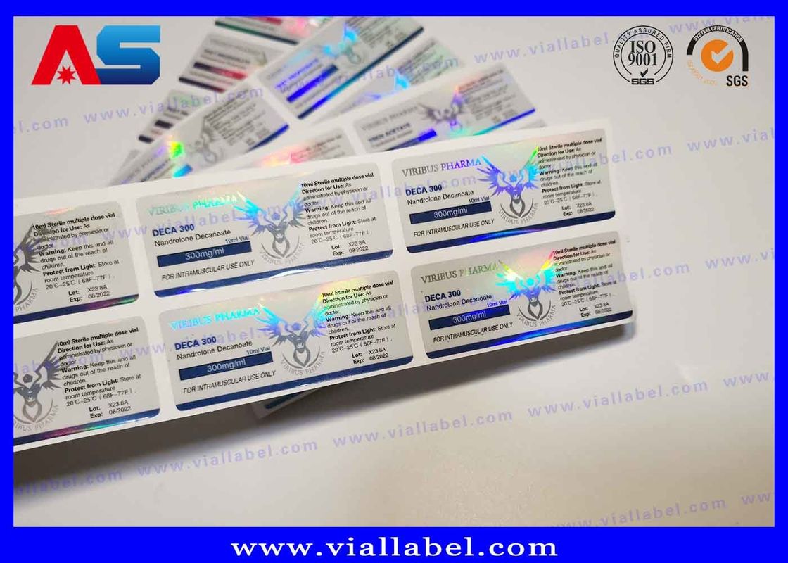 Etiquetas personalizadas da garrafa do esteroide anabólico, etiquetas de vidro 10ml do holograma do tubo de ensaio 3D