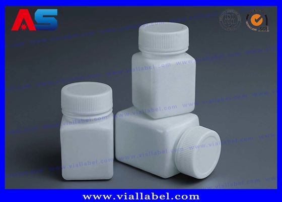 Garrafas de comprimido 50ml plásticas brancas da farmácia do ANIMAL DE ESTIMAÇÃO com forma do quadrado do tampão de parafuso