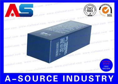 Caixa para armazenamento de frasco para injectáveis de 10 ml Caixa de cartão de acabamento de papel azul com pontos UV Braille Caixa de cartão branco