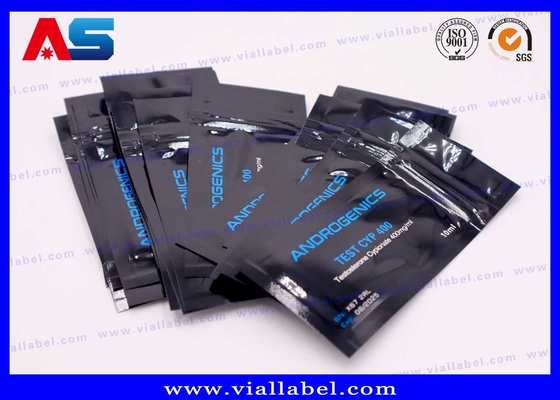 Bolsa de papel de alumínio de impressão preta para frasco de 10 ml para ensaio de androgénicos Cyp 10 ml frasco