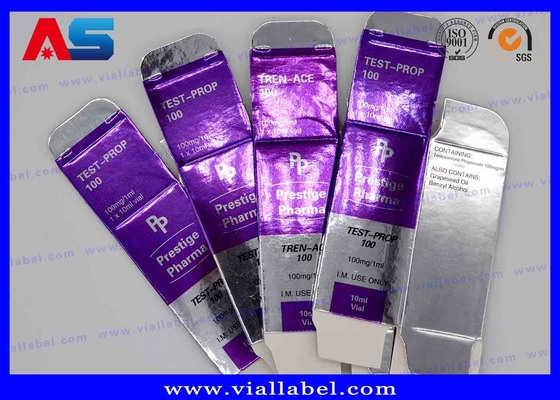 Caixas de embalagem de frascos de 10 ml personalizadas com impressão em folha de prata metálica para embalagem farmacêutica