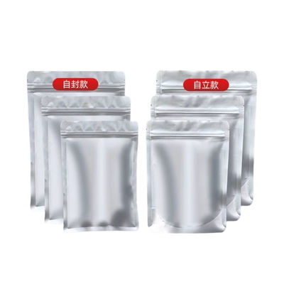 Saco de alumínio MOQ 100pcs Alumínio Prata Zip Lock Saco para 50 comprimidos