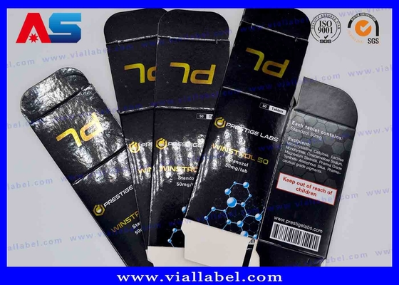 Caixa de papel de comprimidos em folha de ouro brilhante Pré- impresso personalizado preto Óleos para injecção Caixas de frasco para frascos de 10 ml