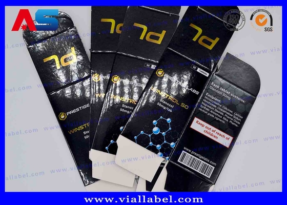 Caixa de papel de comprimidos em folha de ouro brilhante Pré- impresso personalizado preto Óleos para injecção Caixas de frasco para frascos de 10 ml
