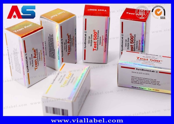 Armazenamento em cartão impresso Caixas de frascos de 10 ml com tampa Gel de fisiculturismo Folha de ouro Embalagem folha de ouro / efeito holograma
