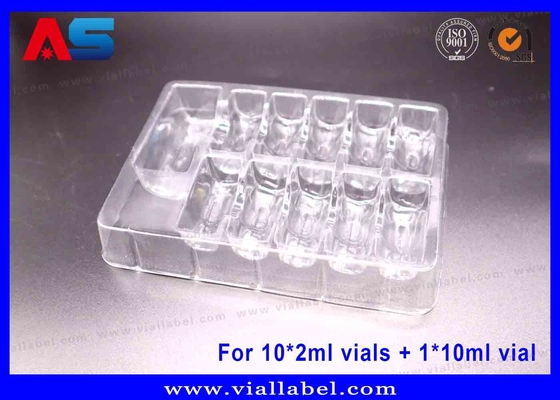 Caixa de embalagem em bolhas PET transparente para 10 frascos de 2 ml + 1 frasco de 10 ml