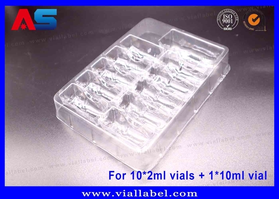 Caixa de embalagem em bolhas PET transparente para 10 frascos de 2 ml + 1 frasco de 10 ml