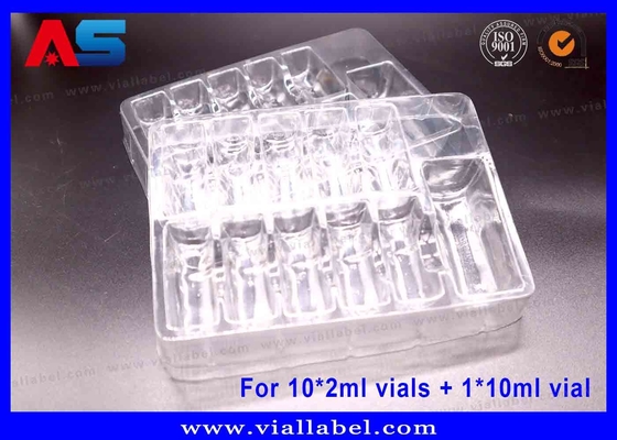Caixa de embalagem em bolhas PET transparente para 10 frascos de 2 ml + 1 frasco de 10 ml