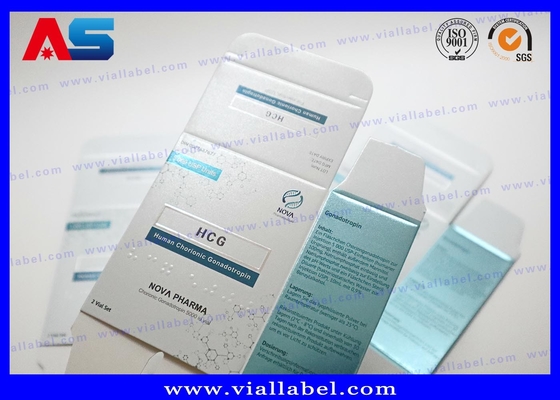 Impressão de alta qualidade de frascos pequenos de HCG e caixas, embalagem de caixa de papel para peptídeos para 2 frascos de 2ml