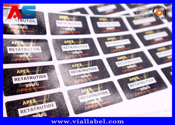 Etiqueta de frasco de peptídeo personalizada com adesivo forte com adesivos de óleos de injeção para Retatrutida