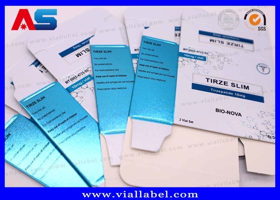 UV Mat Colores Metálicos Peptidos Farmacêuticos Caixa de Papel Etiquetas de bandeja para 2 garrafas de 2 ml