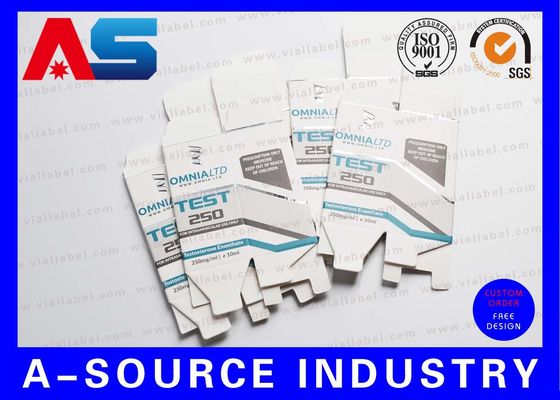 Caixa para armazenamento de frasco para injectáveis de 10 ml Caixa de cartão de acabamento de papel azul com pontos UV Braille Caixa de cartão branco