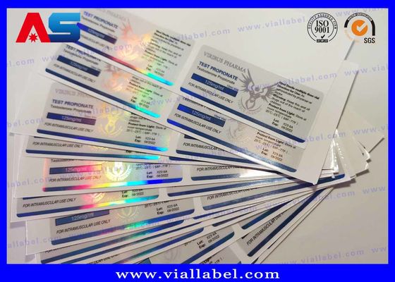 Etiquetas Holográficas para Frascos de 10ml de Peptídeos Injetáveis Impressão de Etiquetas para Frascos de Prescrição 4C Cor Completa 60 x 25 mm
