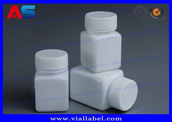 PET Farmácia Bianco 50 ml Botões de pílulas de plástico com tampa de parafuso Forma Quadrada Selo sensível à pressão