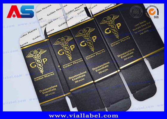 Caixas de garrafas MK Pharmaceutical de 10 ml com folha de ouro em relevo Caixas de logotipo para frascos pequenos