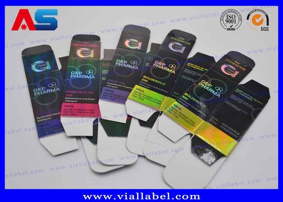 Caixa de embalagem de holograma dobrável para frascos de vidro de peptídeos 2 ml 10 ml 20 ml 30 ml frascos de construção corporal