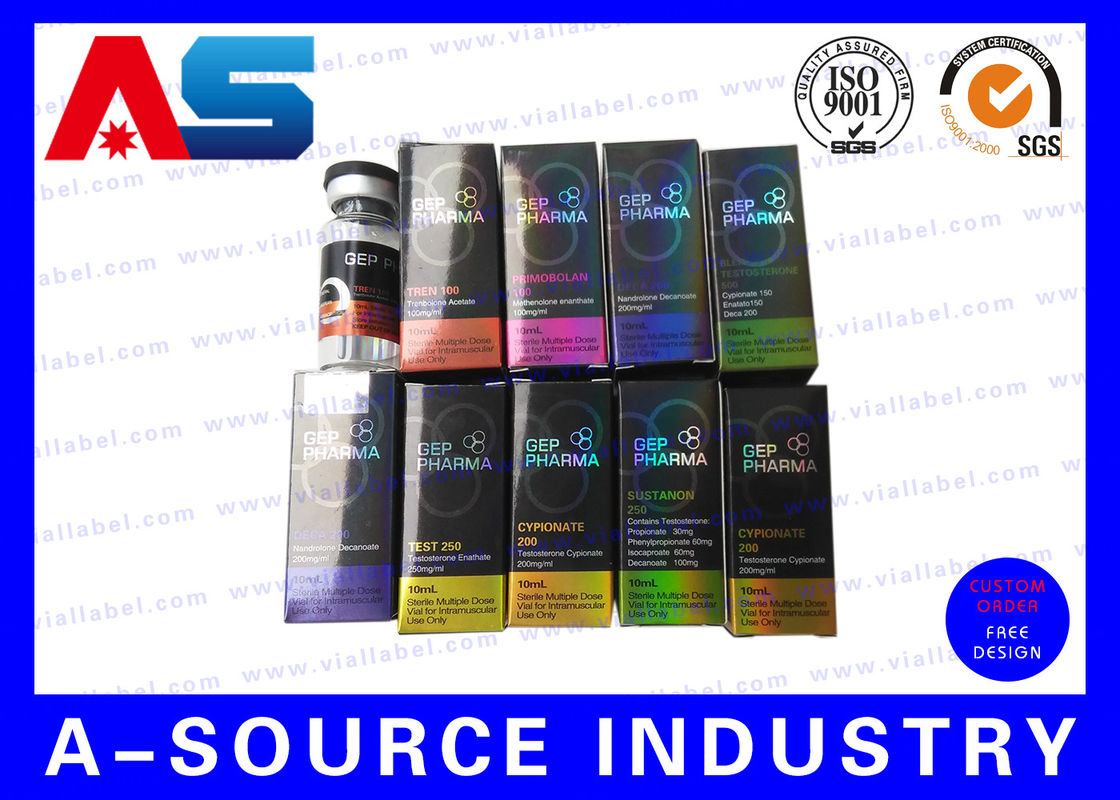 Peptídeo Injetável Cálculo personalizado de cor e logotipo impresso Caixa de papel revestido Caixas de frascos de 10 ml Caixa de embalagem de fisiculturismo