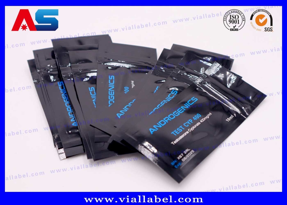 Bolsa de papel de alumínio de impressão preta para frasco de 10 ml para ensaio de androgénicos Cyp 10 ml frasco