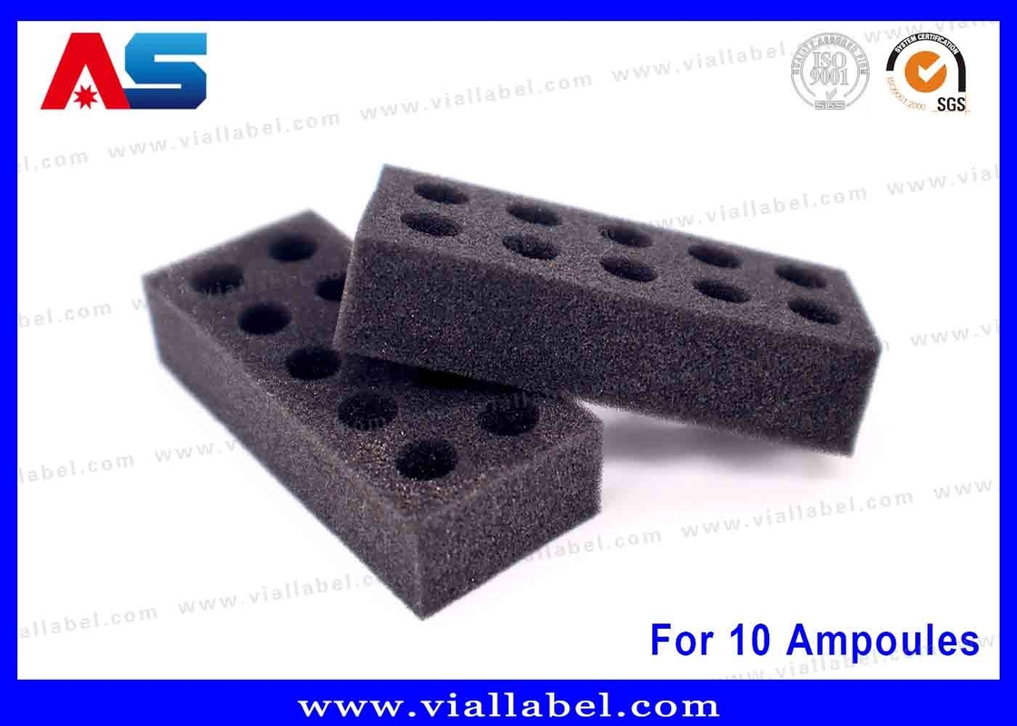 Pronto para envio: Armazenamento em espuma EVA preta para 10 ampolas    10x1 ml Solução de armazenamento seguro para embalagem de peptídeos