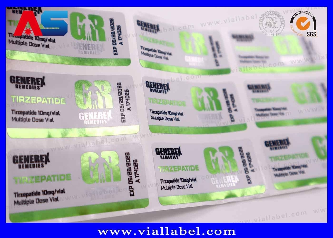 Etiqueta do frasco pequeno do pacote de Semaglutida 2mg / 5mg com características ecológicas e design à prova d'água