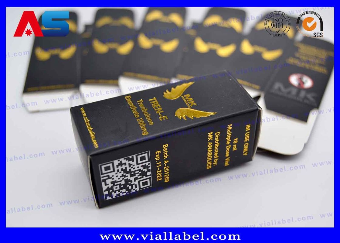 Caixas de garrafas MK Pharmaceutical de 10 ml com folha de ouro em relevo Caixas de logotipo para frascos pequenos