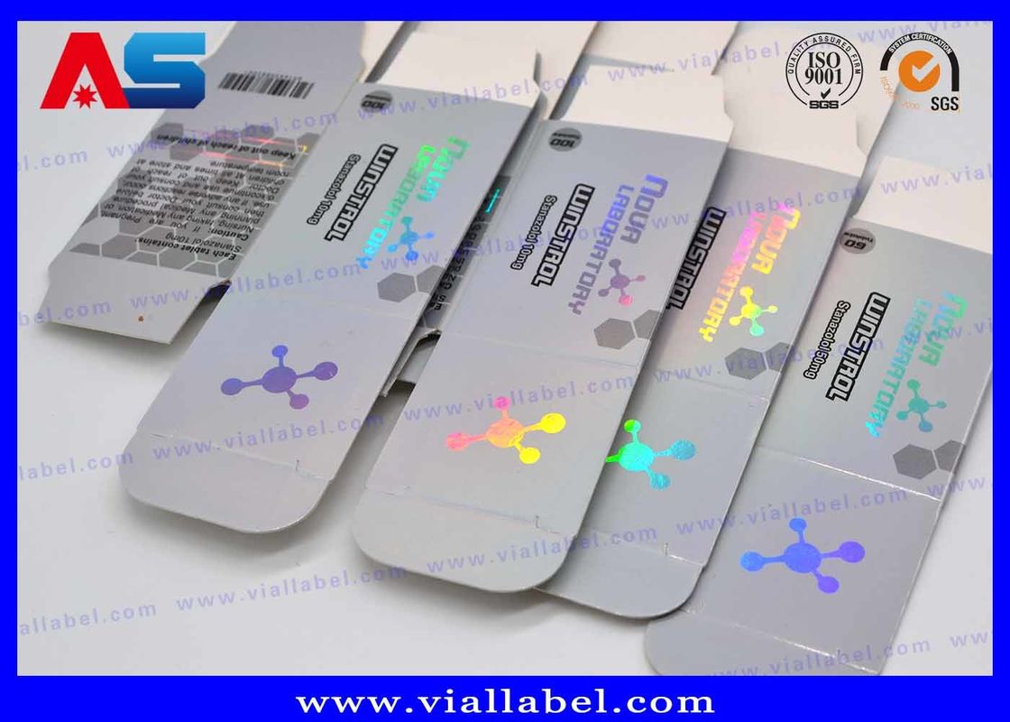 Laser Holográfico 15ml frascos de vidro de gotejamento Caixas e rótulos pequenas caixas de embalagem para frascos de musculação