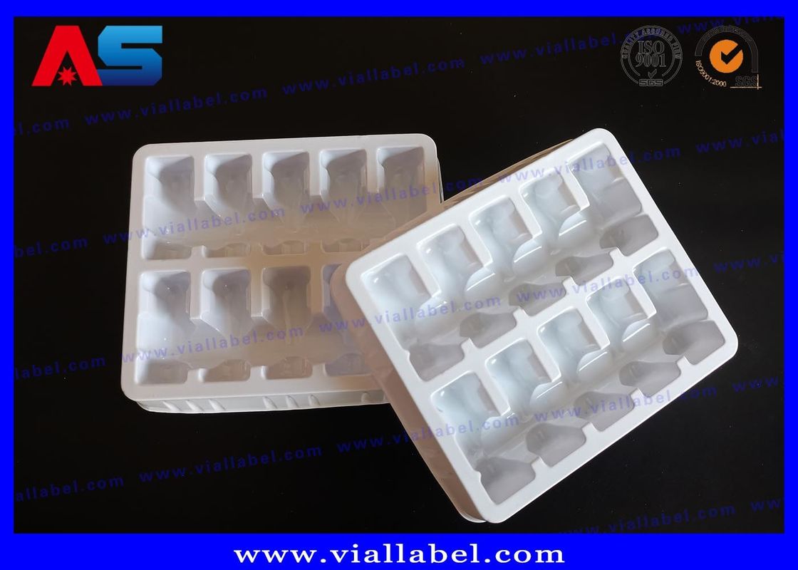10 frascos para injectáveis 2 ml Blister de plástico PET Branco Embalagem blisters de medicação / blister tray