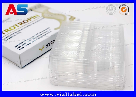 Taças e caixas de plástico farmacêutico personalizadas para frascos de vidro de peptídeos de 2 ml, MOQ 100pcs