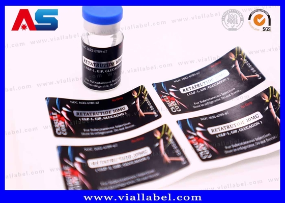 Etiqueta de frasco de peptídeo personalizada com adesivo forte com adesivos de óleos de injeção para Retatrutida