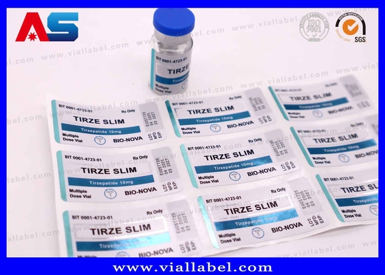 Etiquetas de frasco de 3ml para Tirzepatida para impressão em frascos de vidro, impressão em folha metálica fosca UV