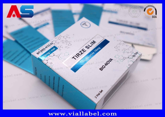 UV Matt Colores metálicos Farmacêuticos Tirzepatida Caixa de papel Etiquetas de bandeja para 2 garrafas de 2 ml