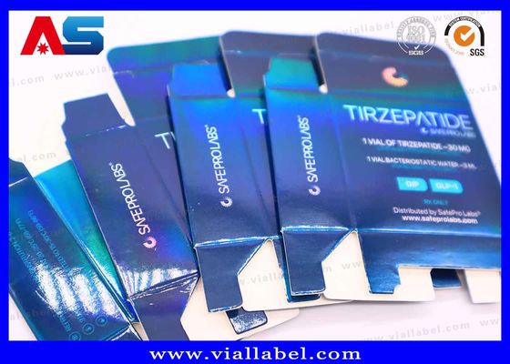 BPC Holographic Laser Small Box , Tirzepatide Pharmaceutical Box For 2 Bottles 3ml Printing