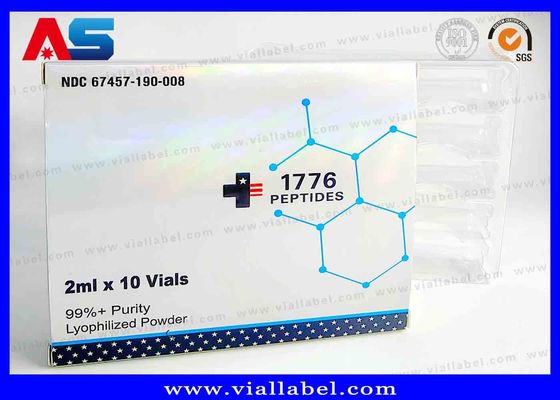 Impressão personalizada de embalagens de peptídeos, 2 ml × 10 frascos Embalagens de etiquetas e bandejas de plástico